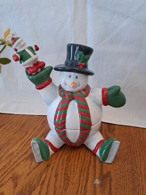 Vintage 2003 Ceramic Snowman Dip Server
